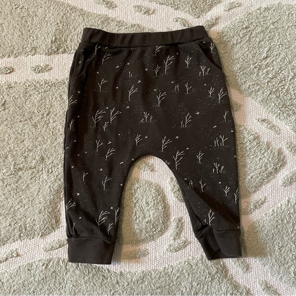 Red Caribou Forest Print Pants in Charcoal - 6-9 Months